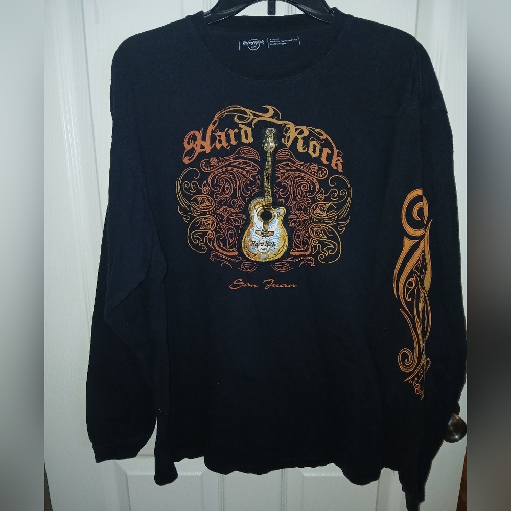 Black Hard Rock Cafe Y2k Long Sleeve Shirt Size XL San Juan